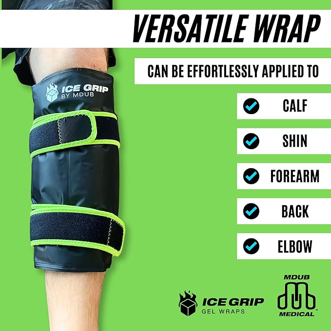 Shin Hot & Cold Ice Wrap Post Surgery Compression Reusable Gel Pack for Injury Flexible for Inflamation, Leg, ACL, MCL, Knee, Calf, Elbow, Ankle, Arm, Foot, Wrist Recovery Relief Therapy