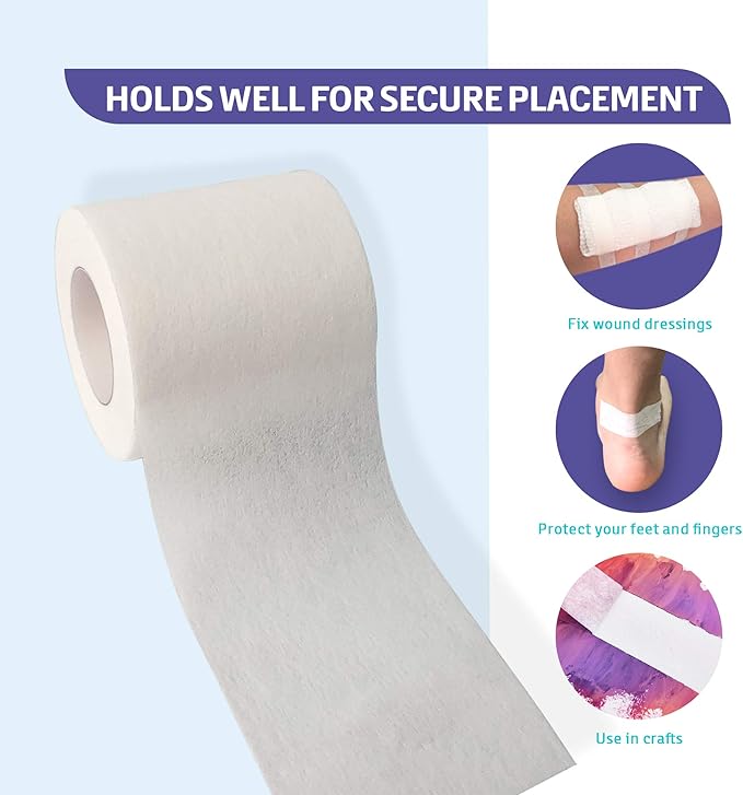 Conkote Soft Paper Surgical Tape 2" x 10 Yards, Gentle Adhesion and Hypoallergenic, 6 Rolls