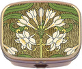 Art Nouveau Flowers Brass Rectangle Pill Box