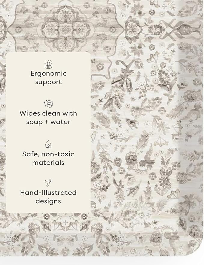 House of Noa Nama Standing Mat – Anti-Fatigue Cushioned Kitchen Mats for Floor | Ergonomic Bounce-Back Foam Kitchen Mats | Anti-Fatigue Mats for Kitchen & Standing | Emile Latte | 30" x 108"