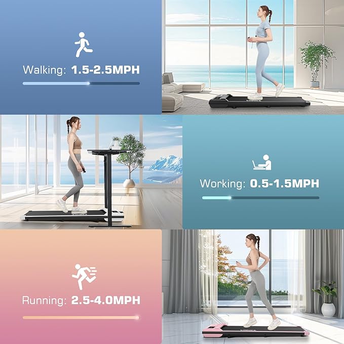 Walking Pad Treadmill, Funmily 2.5hp Under Desk Treadmill for Home/Office, 2026 Upgrade 3-in-1 Portable Treadmills with App, Remote Control, LED Display, 300 Lb Capacity