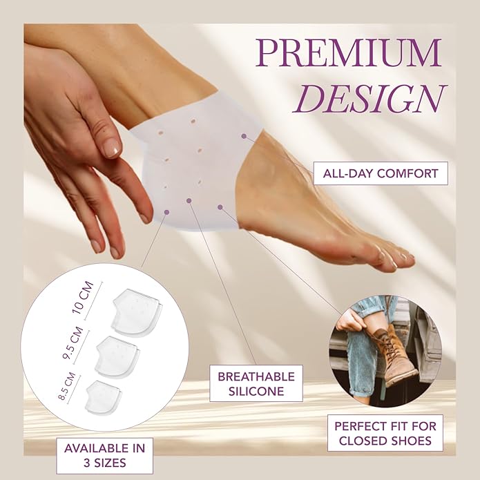 Ballotte Premium Silicone Heel Protectors for Shoes, Gel Heel Cups & Cushion Inserts for Women & Men, Cushioned Sole Cups for Plantar Fasciitis for Cracked Footbed Relief & Blister Prevention