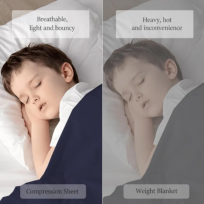 Sensory Bed Sheet for Deep Pressure Therapy – Spandex Bed Sheet – Sensory Compression Blanket for ADHD, Autism – Breathable & Hypoallergenic, Navy, Twin Size