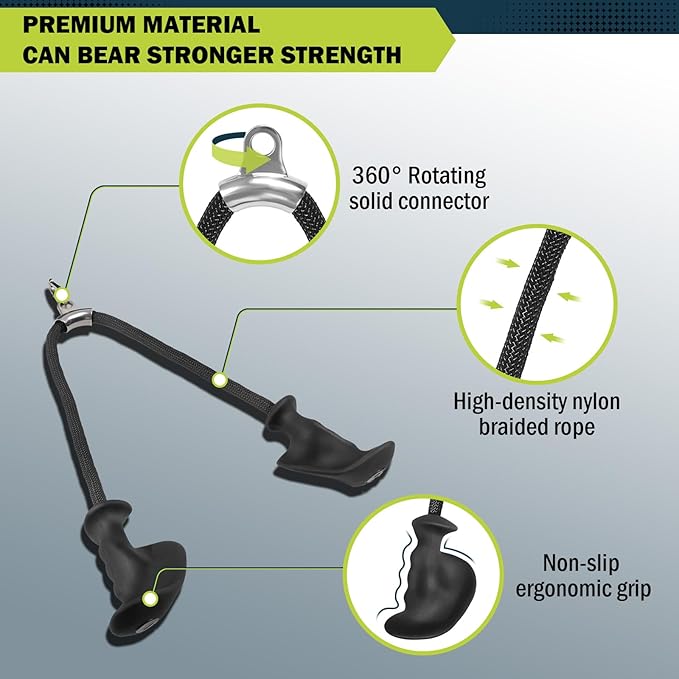 DASKING Ergonomic Tricep Rope Pulldown Attachments, 35.4 Inch Extra Long Triceps Rope Cable Attachments for Gym, LAT Pull Down Bar, Tricep Workout Cable Attachments