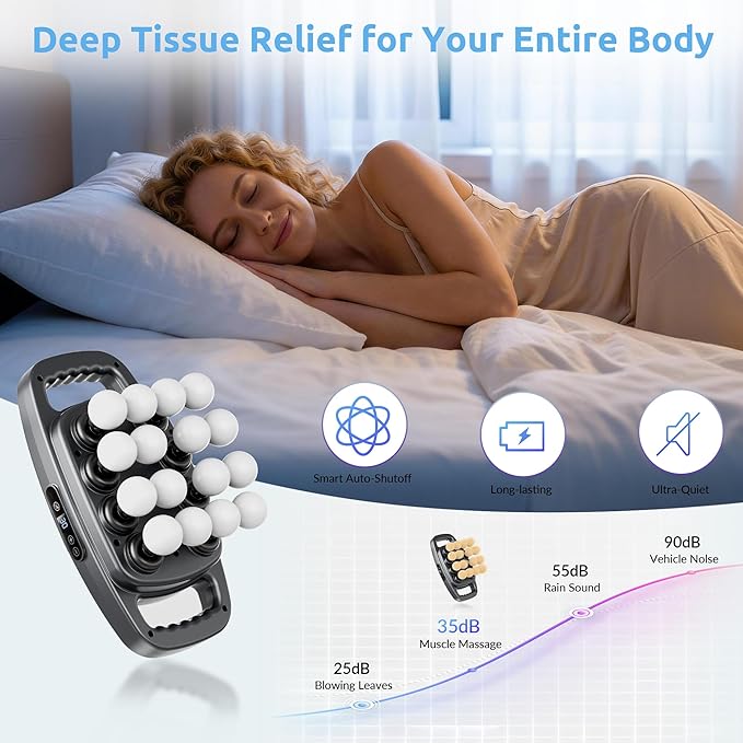 16-Head Professional Massage Gun, Deep Tissue Percussion Massager with 3 Modes & 30 Levels, Quiet Powerful Motor for Muscle Recovery, Pain Relief Device for Back, Neck, Shoulders