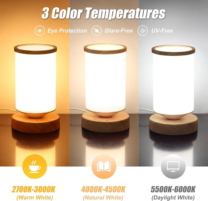 Light Therapy Lamp 10000 Lux, Sunlight Lamp with Remote Control, 3 Color Temperatures & 4 Brightness Levels, Full Spectrum Light, Ideal as Desk, Bedside Lamp & Gift for Home/Office