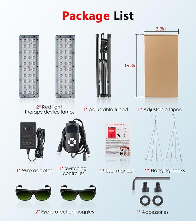 Red Light Therapy for Face Body, Astarexin Dual-Headed Infrared Light Therapy Lamp with Stand - 660nm Redlight and 850nm Near Infrared Light Therapy Device for Fully Body Pain Relief