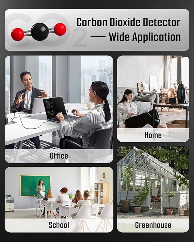 DS-100PRO Portable CO & CO2 Detector for Travel, 4-in-1 Magnetic Carbon Monoxide and Carbon Dioxide Detector, Audible & Visual Alarm, 3-Day Standby, CO & CO2 Monitor for Home, Tent, RV