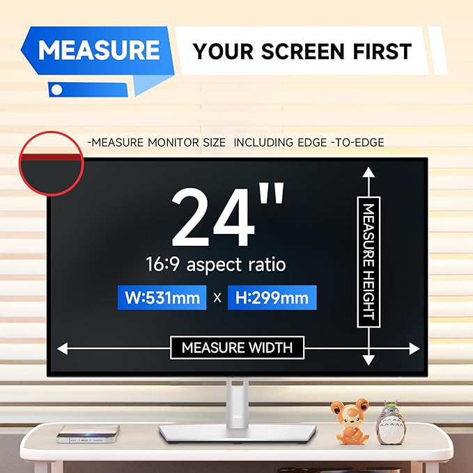 IPROKKO 2 Pack 24 inch Anti-Blue Light Monitor Screen Protector for 16:9 Widescreen, Removable Anti Glare Blue Light Blocking Screen Filter, Anti-UV Eye Protection PC Computer Film [Washable Wipes Clean]