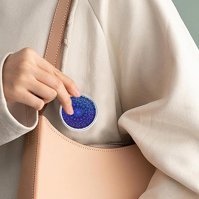 Small Pill Box with Mirror Mandala 3 Compartment Pill Holder for Purse or Pocket Bronze Portable Medicine Vitamin Container Fish Oil and Supplement Storage BPA-Free(Deep Blue Shimmer)
