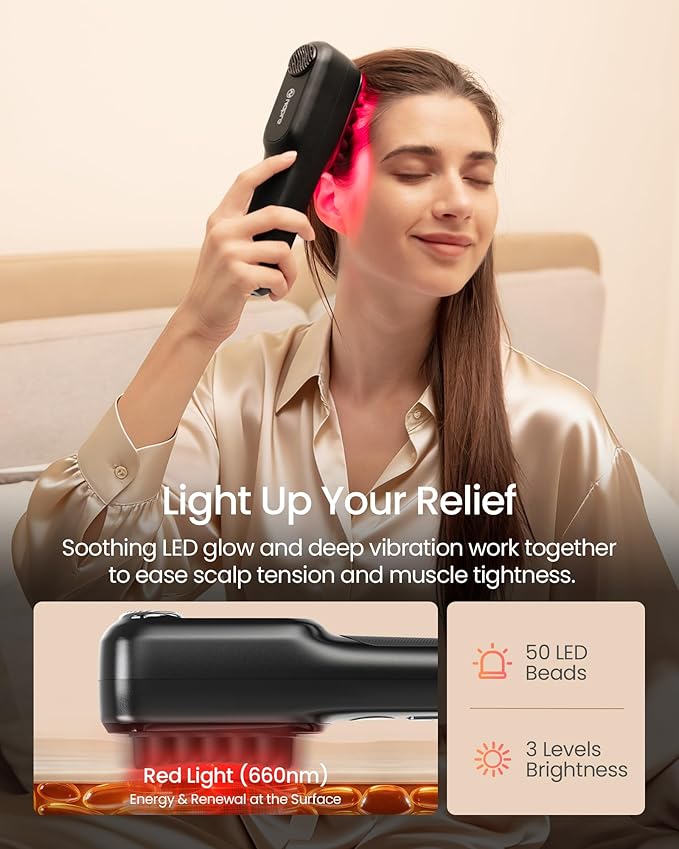 NAPRE Electric Scalp Massager,Head & Hair Massager Scalp Stress Relax,Cordless Handheld Muscle Massager with Horizontal Vibration for Face,Neck,Shoulder & Body,with Charging Dock