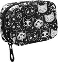 Fustylead Magical Symbols of Witchcraft Cats Pill Organizer Travel Portable Zipper Cloth Bag for Holding Weekly Supplements Vitamins and Fish Oils