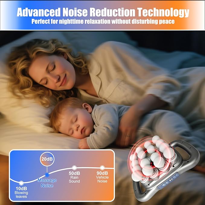 Massage Gun Deep Tissue, 16 Massage Heads Percussion Massager for Muscle Recovery & Pain Relief, Handheld Electric Muscle Massager for Neck Back Shoulder Legs, Gift for Athletes & Daily Relaxation