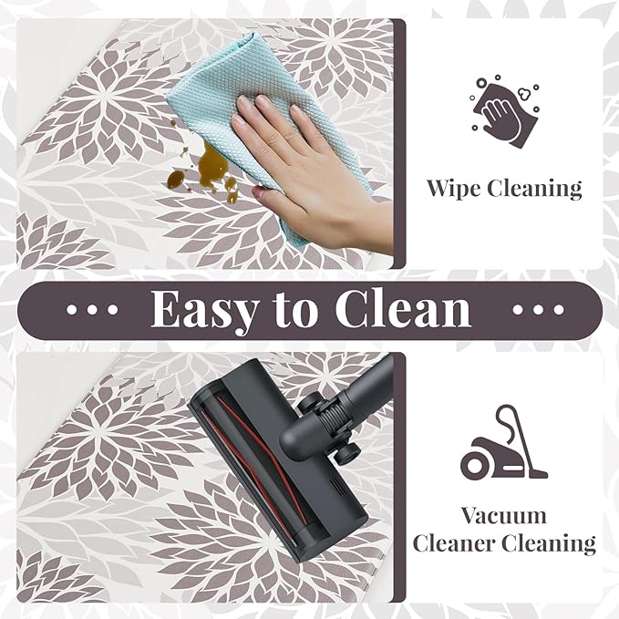 PVC Anti-Fatigue Kitchen Mats Set of 3, Non-Slip Kitchen Rugs, Comfort Standing Runner Rug, Multipurpose Indoor Mats for Laundry, Office, Bedroom, Sink, Bathroom,Grey