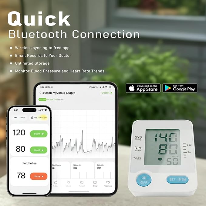 Blood Pressure Monitor: PickTalk Upper Arm Blood Pressure Monitors for Home Use - Adjustable Blood Pressure Cuff 9-17 in - Bluetooth Enabled-Large Backlit Display - Stores 2x99 Readings