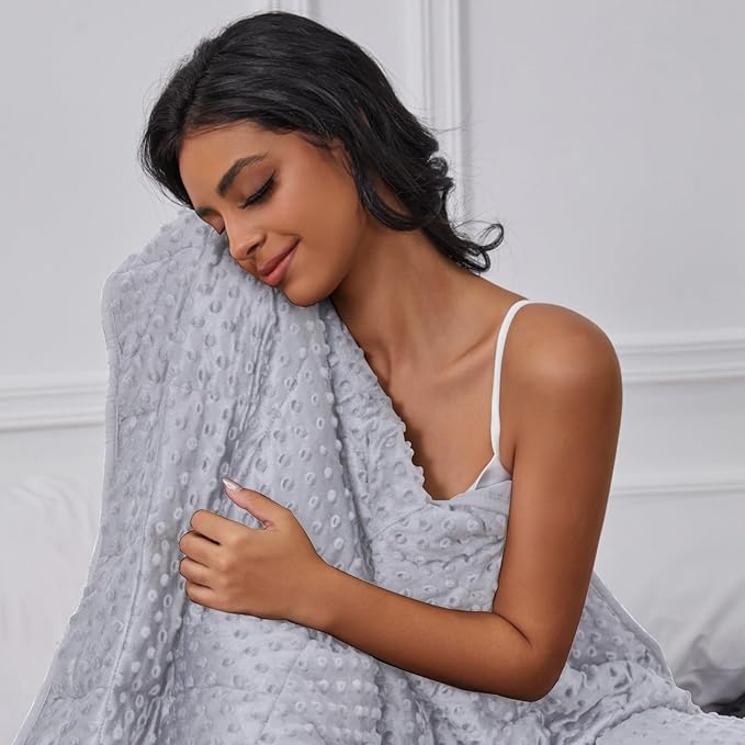 Weighted Blanket for Adults, Comfortable and Soft Throw Weighted Blanket with Premium Glass Beads for All Season 10 lbs 48"x72", Light Grey