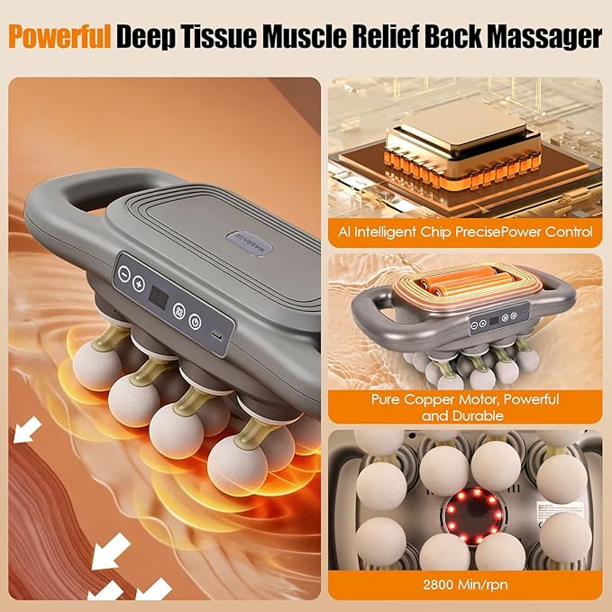 2026 16 Head Massage Gun Deep Tissue – Multi Head Massage Gun, 2600mAh Electric Percussion Massager with 9 Modes & Levels, Portable Massager for Legs, Waist, Back, Neck & Muscles