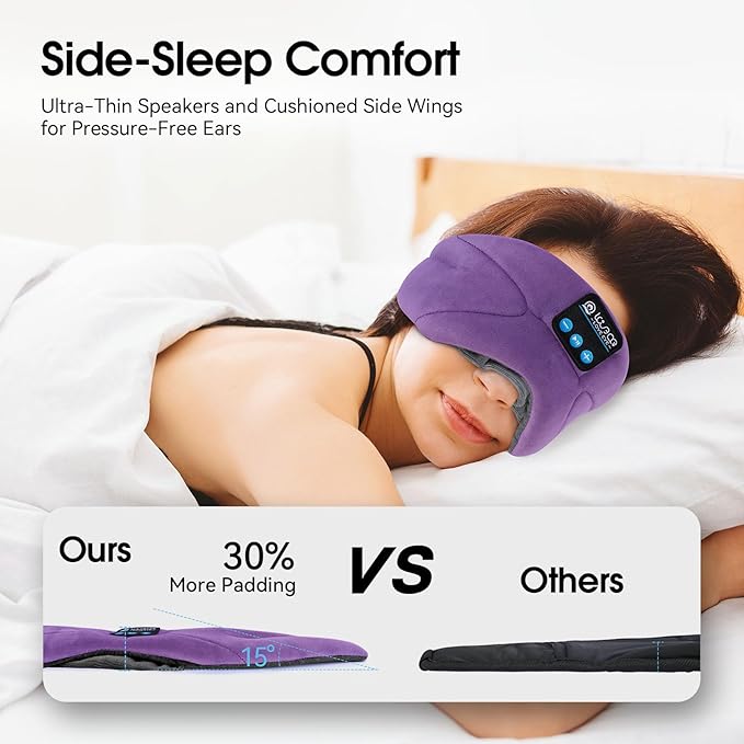 LOVE EYE Sleep Headphones Bluetooth 5.4 Sleeping Eye Mask Wireless Music Earphones with HD Speakers for Side Sleepers Total Blackout Cotton Mask for Travel, Home, Office, Unique Gifts
