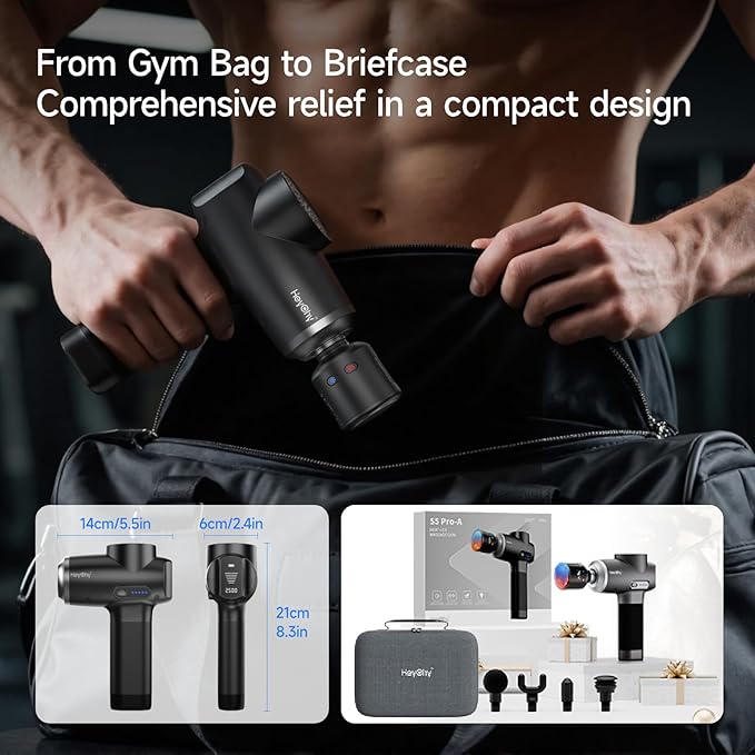 Percussion Massage Gun Deep Tissue with Heat and Cold Head, Portable Handheld Muscle Massager, Percussion Back Body Masajeador 12mm Amplitude for Athletes, FSA Eligible & HSA Approved