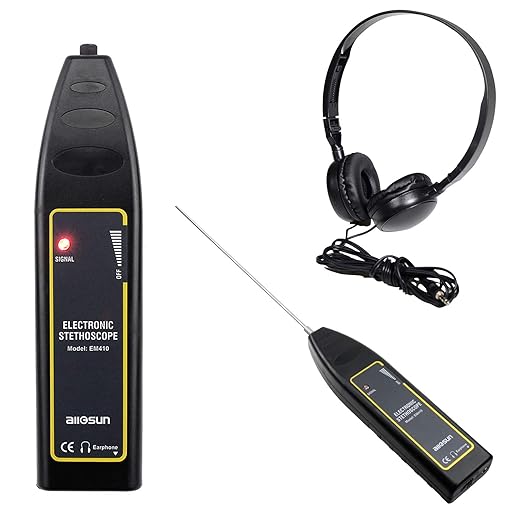 allsun Pro Ultrasonic Leak Detector & Industrial Stethoscope,High Sensitivity Machine Diagnostic Tool for Engine Noise, Bearing, Valve, Pump, Pipe Flow,Mechanic Tool Kit(Includes Long/Short Probe & Carry Bag)