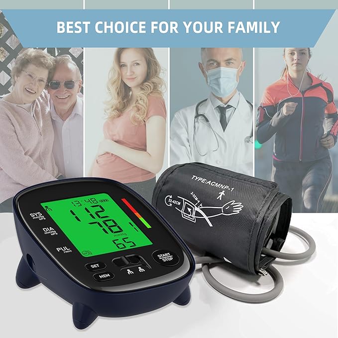 Automatic Upper Arm Blood Pressure Monitor, Dual User 2 x120 Memories Digital Blood Pressure Machine (8.7"-16.5") Cuff Size 4*AA Batteries & USB-C Cable, Irregular Heartbeat & Pulse Detection