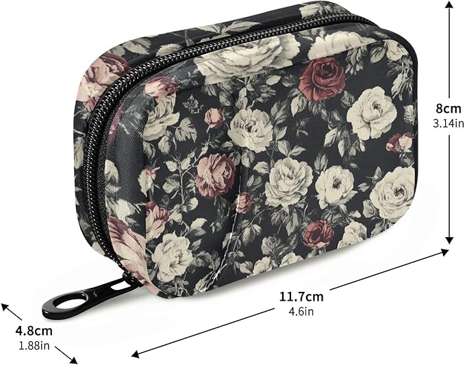 Travel Pill Case Florals Flower Plants Weekly Small Pill Box 7 Day Pill Box Pill Organizer Bag