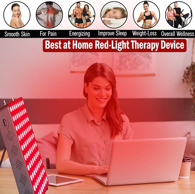 Red Light Therapy Device for Full Body & Face, 660nm & 850nm, Near Infrared Dual-Chip Clinical Grade LED Panel for Beautiful Skin, Weight & Pain Management and Overall Wellness (400-Watts 80-LED)