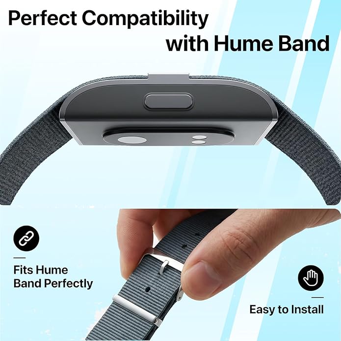 Nylon Strap Compatible with Hume Band - Soft Woven Breathable Replacement Strap Bands for Hume Health Band - 24/7 Wear, Adjustable Sport Wristband - Metal Buckle & Loop Closure for Secure