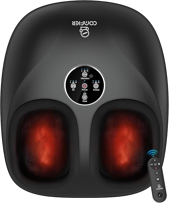 COMFIER Shiatsu Foot Massager with Heat, Feet Massager Machine for Neuropathy Plantar Fasciitis, Up to Men Size 13, Gifts for Men Women
