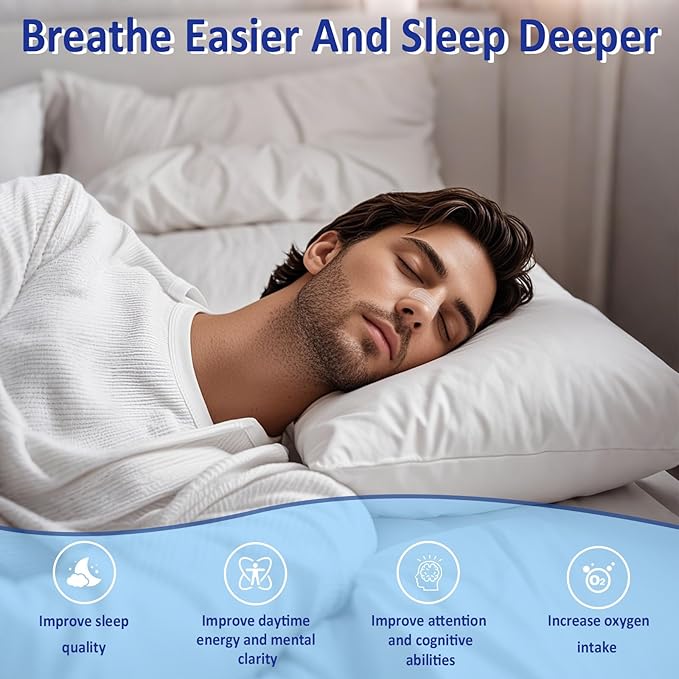 Nasal Strips for Snoring - Extra Strength Nose Strips for Breathing (60 ct), Clear Nose Tape for Sleeping and Sports, Nasal Congestion Relief, Oil & Sweat Proof