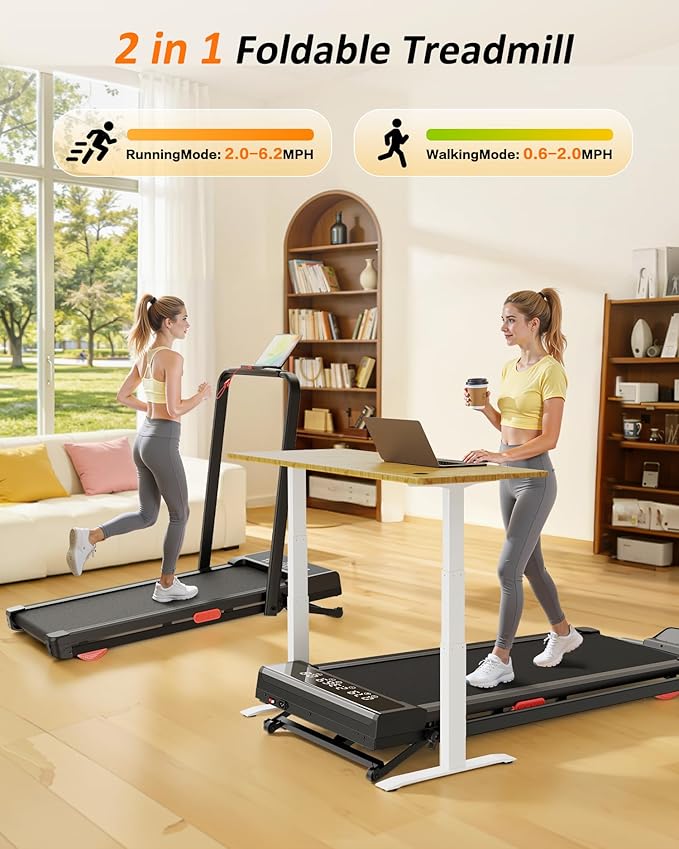 Treadmill with Auto Incline,12-Level Incline Walking Pad Treadmill with Handle Bar,3.0HP Quiet Under Desk 350 lbs Weight Capacity 2 in 1 Foldable Treadmills Walking LED Display for Home Office Gym