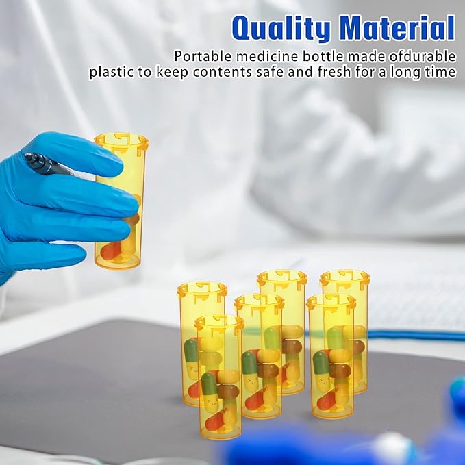 200 Pieces Empty Medicine Pill Bottles with Child Resistant Caps 6 Dram Plastic Prescription Bottles Orange Pill Container Small Medicine Bottles with Lids for Pharmacies, Doctors, and Labs, Hospitals