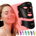 Gracekey Red Light Therapy for Face and Neck, 7-in-1 Colors LED Facial Light Therapy Mask with Neck Masks, 2000mAh Rechargeable Light Therapy with Timer for Home Use