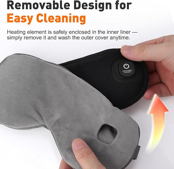 Cordless Eye Heating Pad for Dry Eyes, Heated Eye Mask for Dry Eyes, Heating Eye Mask for Sleep, 3-Level Heatings, 15-Min Timer, Washable Cover, Gift for Women Men, Eye Heating Pad for Travel