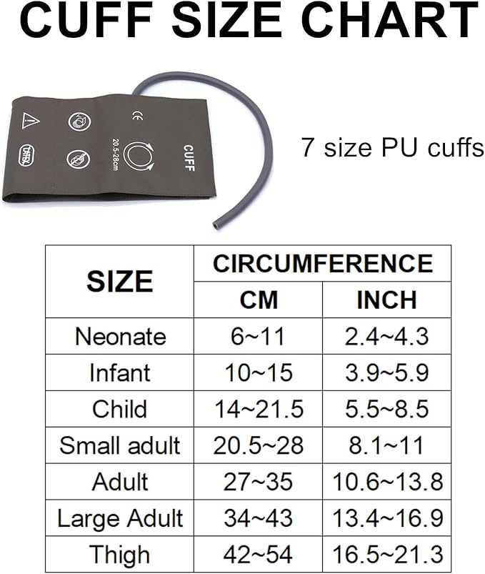 NIBP Cuff with BP12 Connector for Small Adult, 20.5-28 cm Single Tube Reusable PU Brown Replacement Blood Pressure Cuff with Inner TPU Airbag