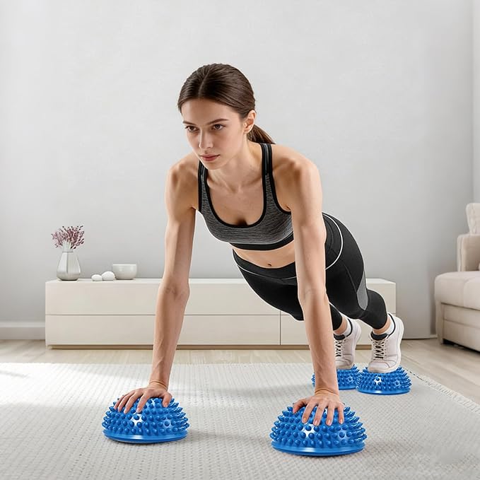 Wobble Cushion Set for Sensory Kids and Balance Training - Disc Plus 4 Pods, Board With Pump, Inflatable Stepping Pads for Adults