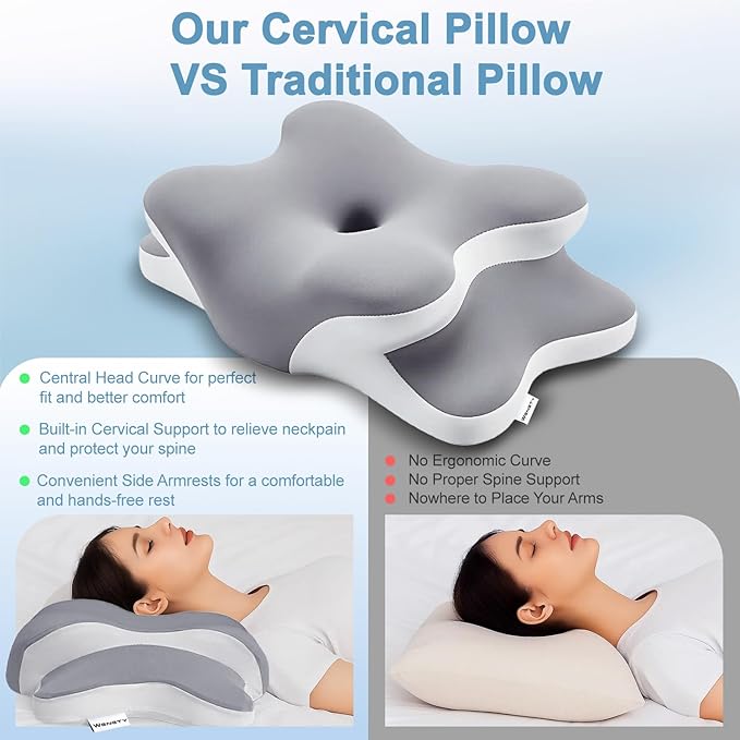 Cervical Pillow for Sleep Apnea, Neck Pain, and Snoring Relief,Dreamers Relief Pillow,Cervical Neck Pillow for Side Sleepers,Orthopedic Memory Foam with Ergonomic Support