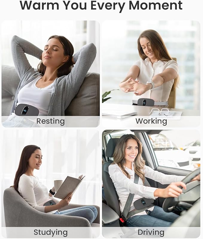 iDOO Period Heating Pad for Cramps, FSA Eligible Item, Menstrual Travel Heated Pad with 3 Heat Levels and 3 Massage Modes, Portable Cordless Heating Pad, Gifts for Girlfriend Mom Wife Women,(Black)