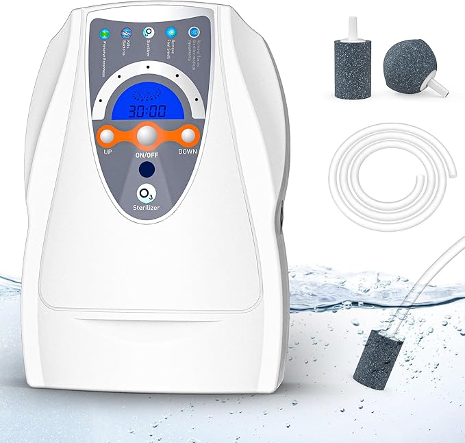 VTAR Ozone Machine, 500mg/h Multipurpose Ozone Machine Purify Air, Water, Fruits, Vegetables, Toothbrushes, Aquarium. Fruit Cleaner Device in Water——White