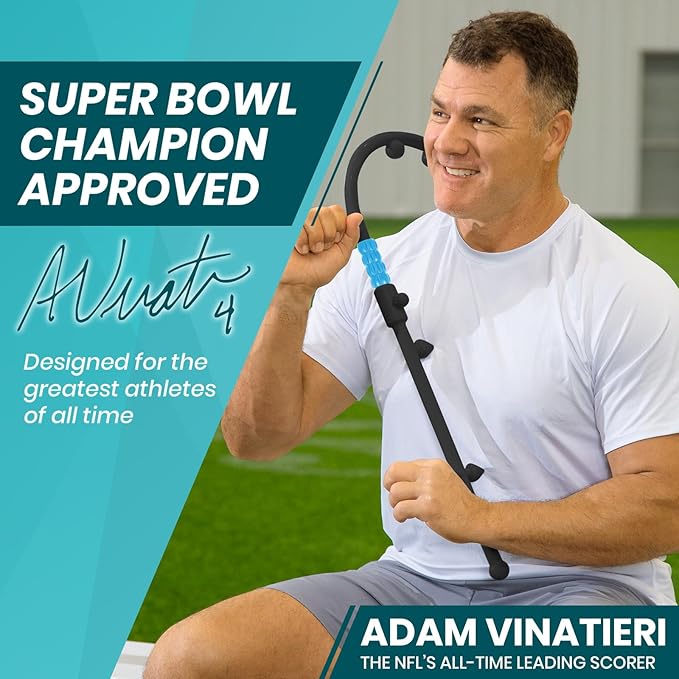 Vive Massage Cane with Roller - Interchangeable Heads - Trigger Point Tool - Neck, Back, Shoulder, Muscles Massager Handheld - Manual Self Massager - Muscle Knot Remover - Deep Tissue Pain Relief
