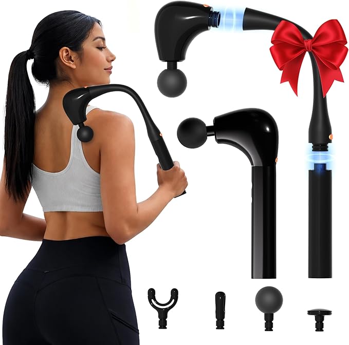Massage Gun Deep Tissue with Extension Handle Professional Percussion 2-in-1 Detachable Back Massager for Pain Relief,Muscle Relief Massager for Shoulder Back Thigh Waist&Neck (Upgraded)