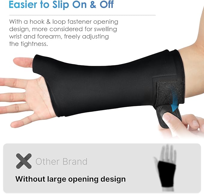Comfitech Wrist Ice Pack Wrap for Hand, Thumb & Arm with Extended Coverage, Carpal Tunnel Cooling Sleeve for Better Putting On & Off, Cold Gloves Reusable, Medium