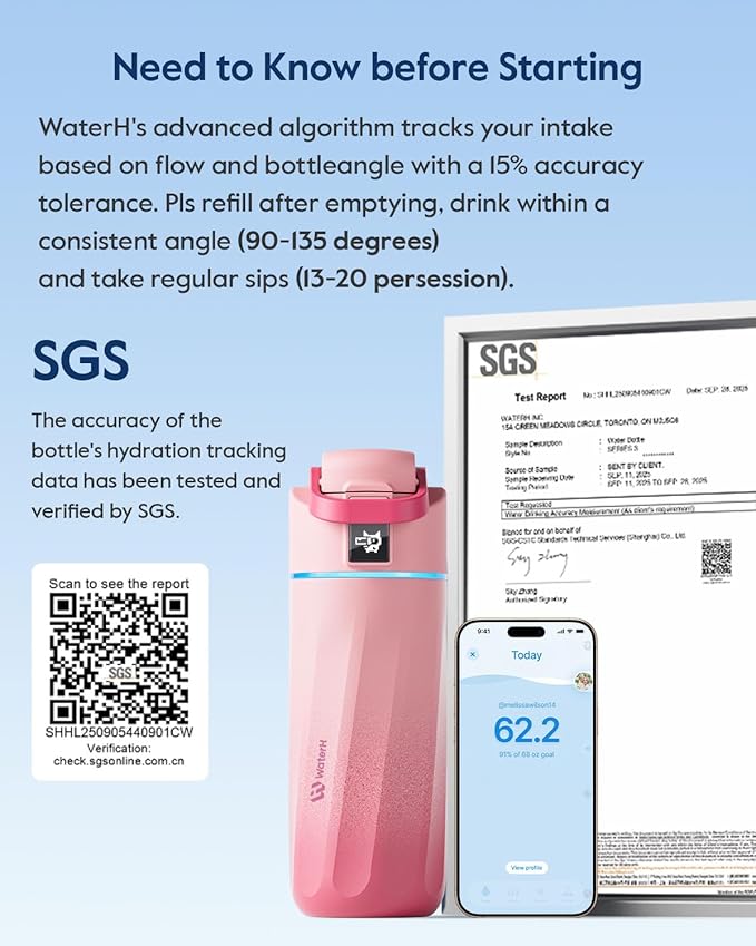 BOOST Smart Water Bottle with Reminder & Tracker, 16oz Kids Water Bottle for School, DIY Refrigerator Magnets, BPA-Free Vacuum Insulated Stainless Steel, Ideal for Mother's Day Gifts