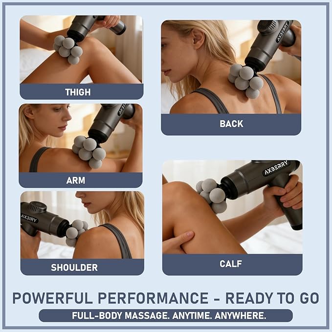 AxBerry Massage Gun Deep Tissue, Body Massager, Percussion Massage Gun, Handheld Massage Gun for Back Shoulder Muscle Pain Relief, Portable Quiet Professional Muscle Gun Mini Massager