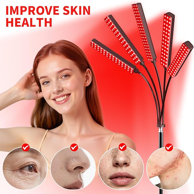 Red Light Therapy for Body Face Infrared Light Therapy for Body with 660nm & 850nm Near Infrared LED Red Light Therapy 5 Heads Light at Home Idea Gift for Women Wife Mom Sister Girlfriend (Black)