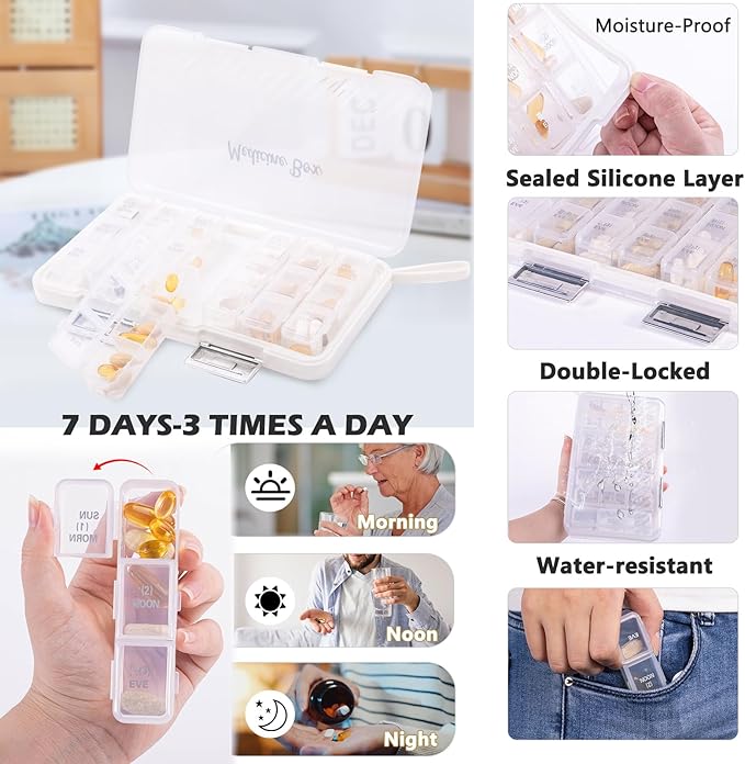 BAGSFY Travel Medicine Bag Organizer with Weekly Pill Organizer 3 Times A Day, 7-Day Pill Box AM & PM Pill Organizer, Medication Organizer Storage, First Aid Bag, Pill Bottle Organizer with Pill Case