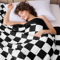Black Checkered Weighted Blanket for Adults 12lbs, 48"x72", Twin Full Size Cooling Plaid Heavy Throw Blanket for 110-130lbs, Microfiber Soft Thick Big Blankets Weighted Comforter Gift for Sleeping