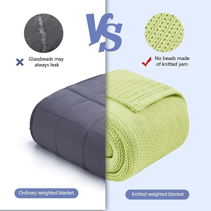L'AGRATY Knitted Weighted Blanket - 50"x60" 7lbs Cooling Chunky Knit Heavy Blanket for Adults Braided Crochet Throw Thick Cable Yarn Knit Decorative No Beads Evenly Weighted Machine Washable