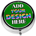 Custom Pill Container, Medicine Pill Box Case Organizer Travel Pill Holder Vitamin for Purse Med Wallet Portable Mini Pastillero Round, Green, Personalized Gifts