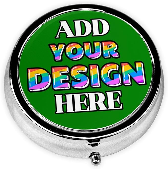 Custom Pill Container, Medicine Pill Box Case Organizer Travel Pill Holder Vitamin for Purse Med Wallet Portable Mini Pastillero Round, Green, Personalized Gifts